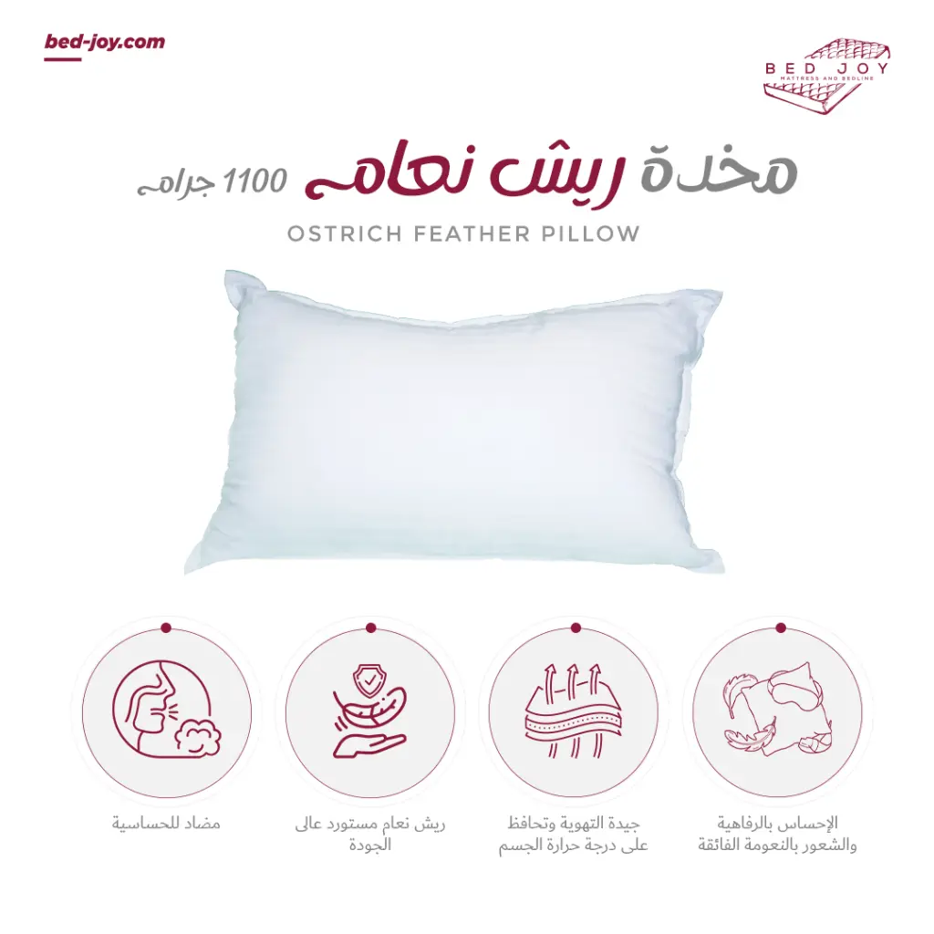 مخدة ريش نعام 1100 جرام-2.webp